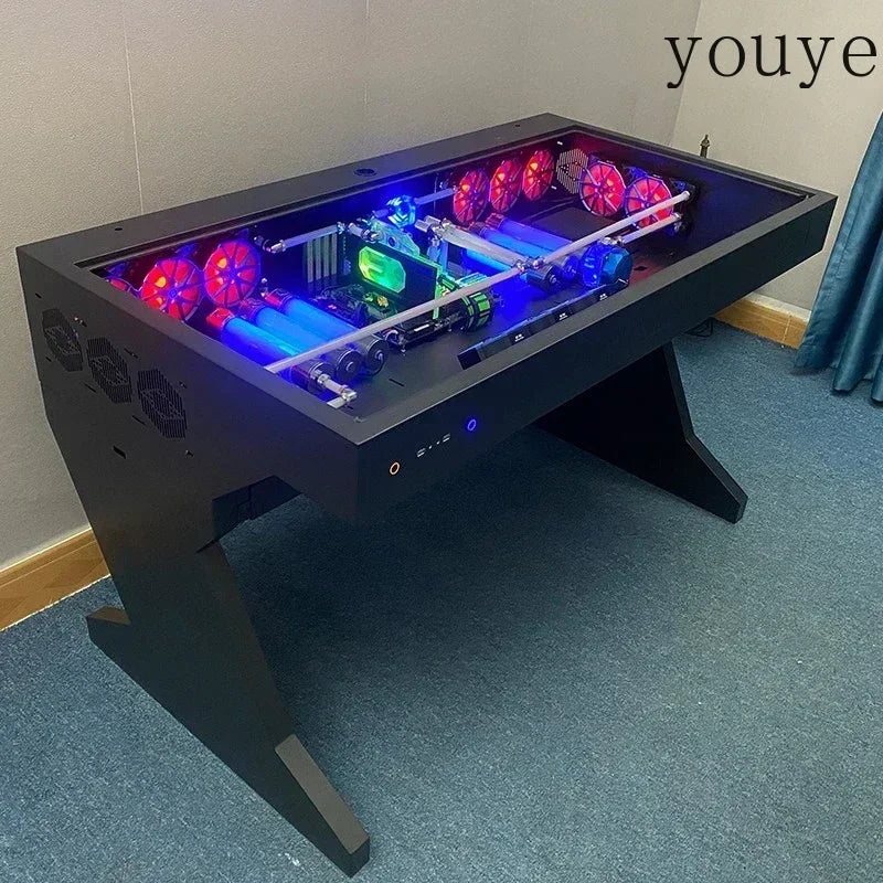 Tempered Glass Side Panel Desk RGB PC Case And Desk Two In One Combo Computer Case Tower Gaming Table ** Ships From China**