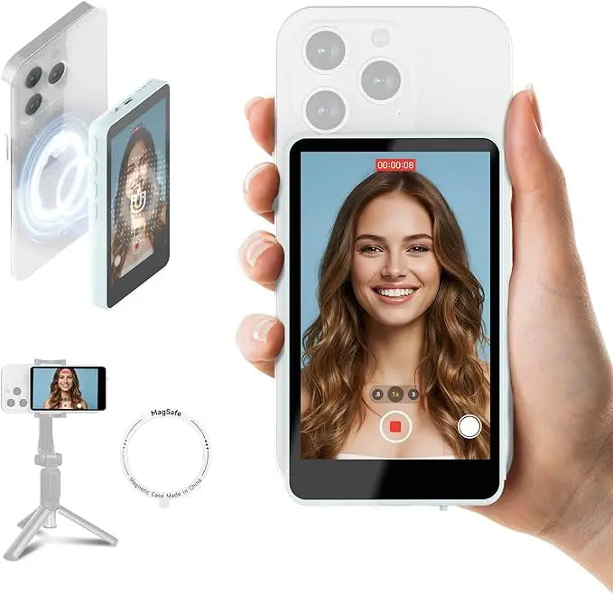 SYNCO XView Selfie Monitor Screen for iPhone 7-17 Series AI Gesture Wireless Magnetic Rear Camera 4K 1080P 164FT for Photograph