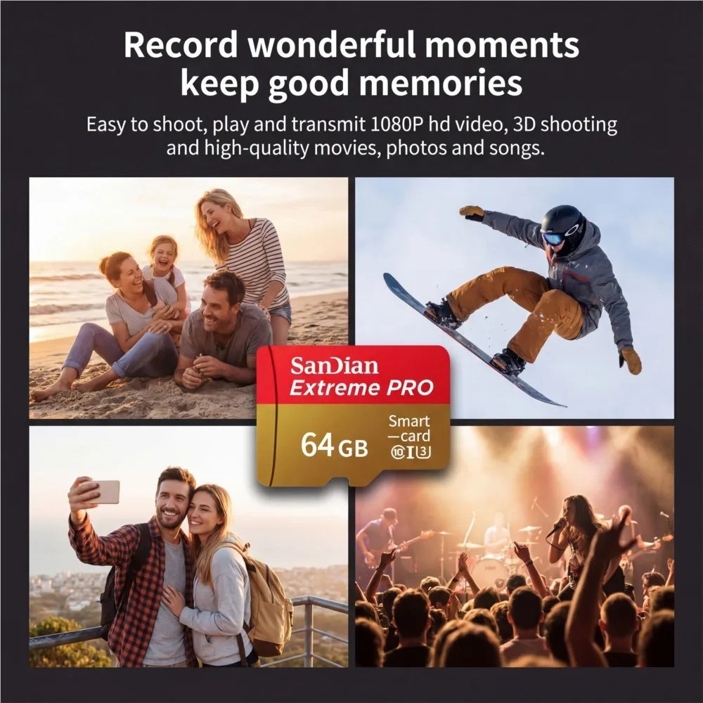 High Speed Memory Card Micro SD TF Card 8GB 16GB 32GB 64GB Class10 Up to 100MB/s for Security Camera Dash Cam Drone Smartphone