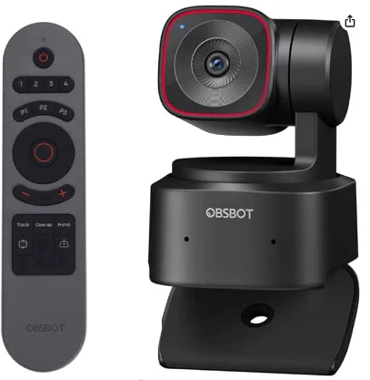 OBSBOT Tiny 2 Lite 4K Webcam for PC, AI Tracking PTZ Streaming Camera with 1/2" Sensor, Gesture Control, 60 FPS, HDR, Microphone **Ships from China**