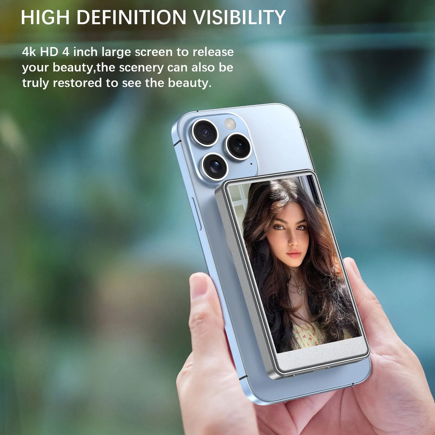 Vlog Selfie Monitor Screen for Phone ( Does Not Support iPhone 17) for Selfie Vlog , Magnetic Mount for Mag Safe, Wireless Connection