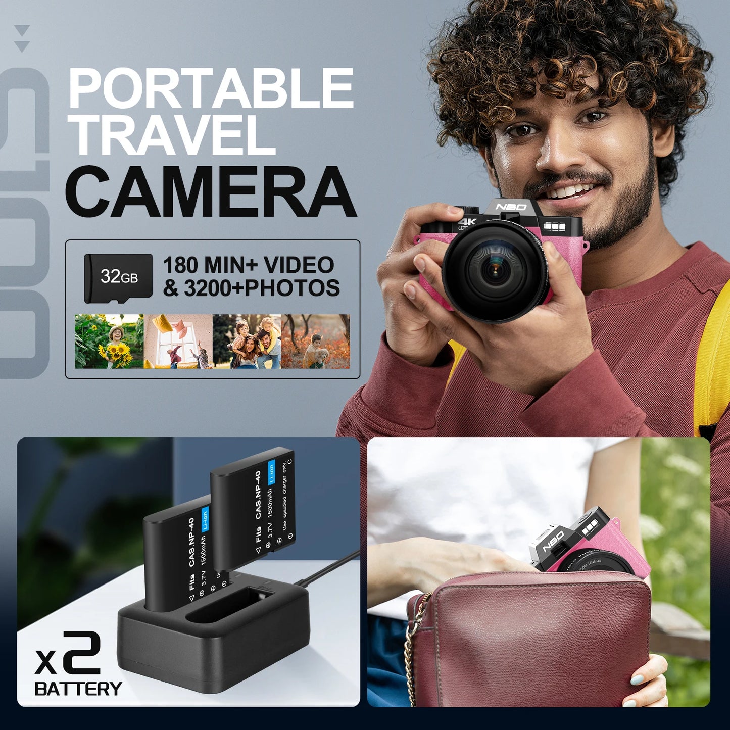Professional Digital Camera NBD 4K Vlog Video Compact Camera with App Control WebCam Vintage Recorder YouTube