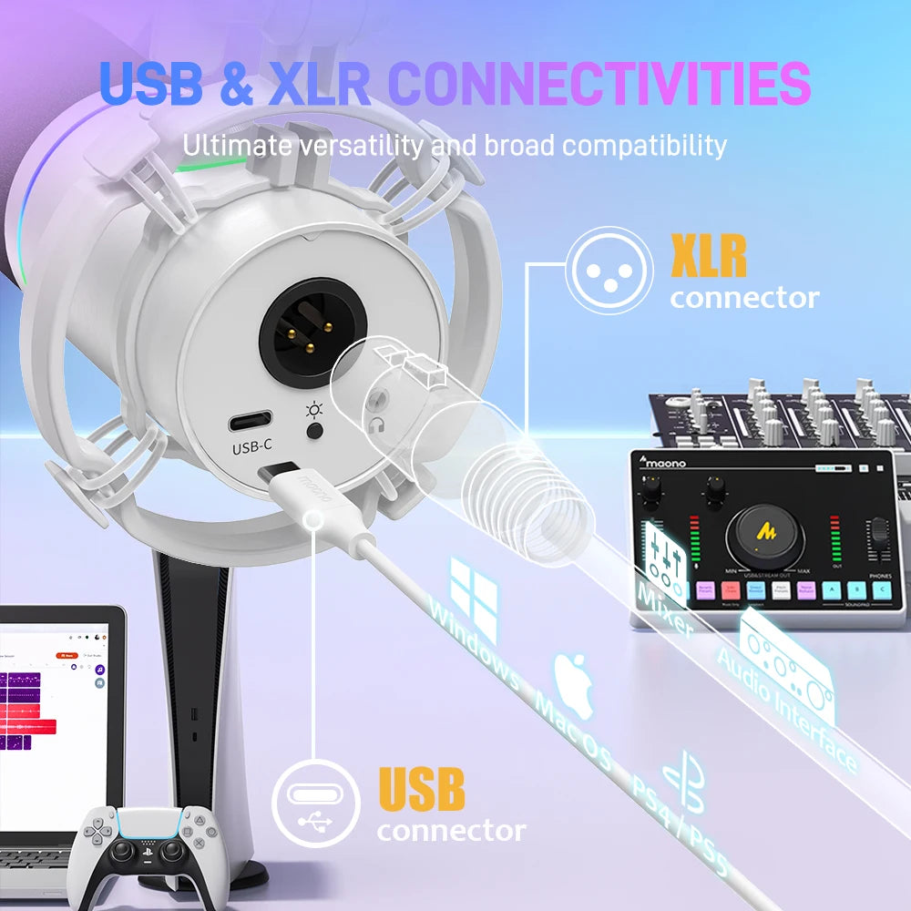 Maono PD200X RGB Gaming Microphone Dynamic Microphone USB/XLR Dual Mode Microphone Podcast Mic RGB XLR/USB Gaming Podcasting Mic **Ships From China**