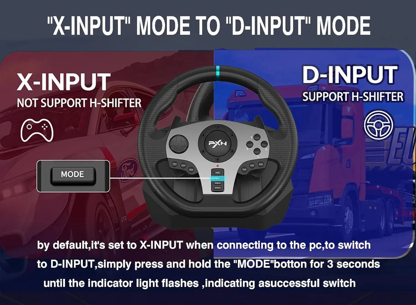 PXN V9 Gaming Racing Wheel pc Steering Wheel With Pedals and Shifter 270/900° Dual-Motor Feedback Driving gaming Racing Wheel fo