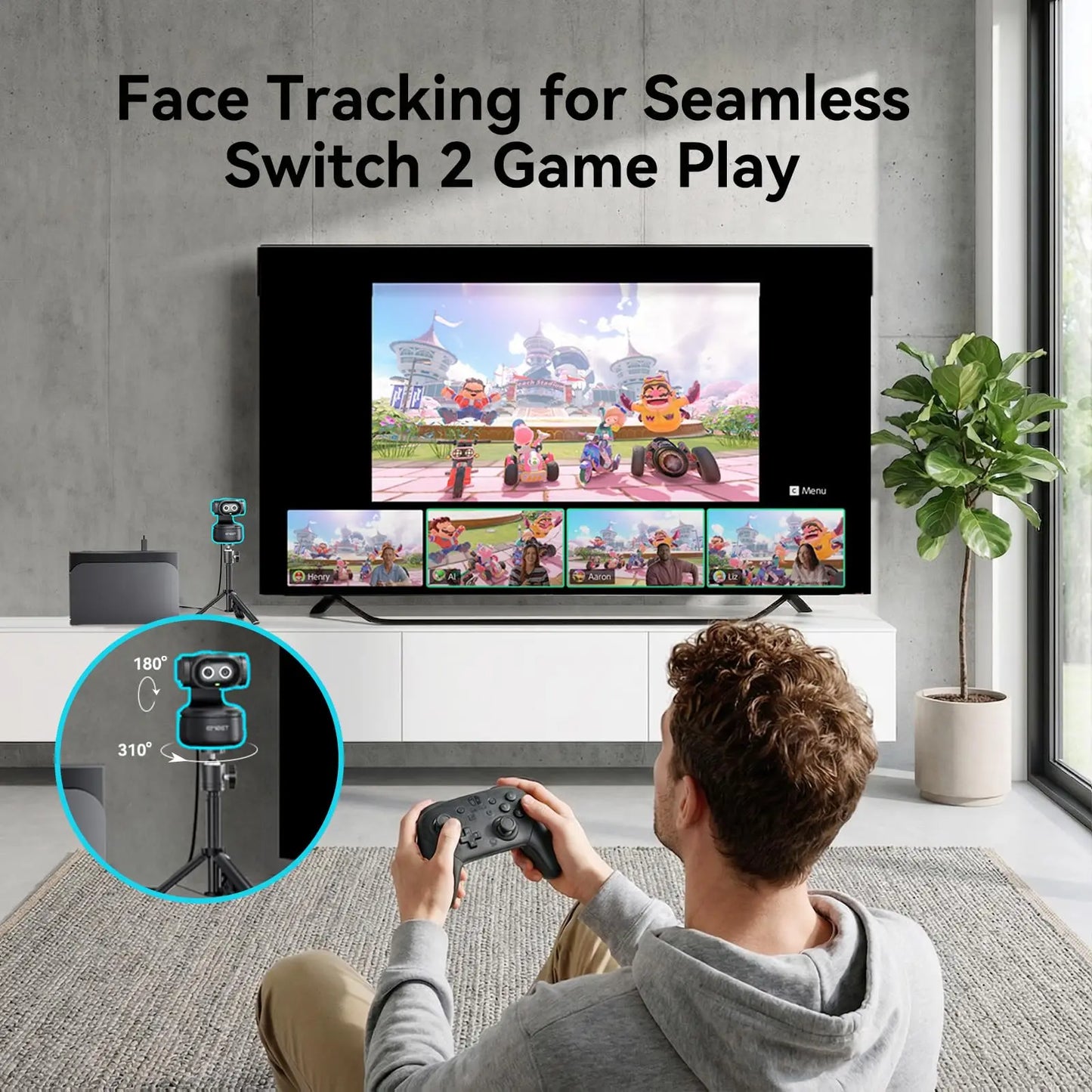 EMEET PIXY 2K Webcam, Gesture Control AI Tracking PTZ Camera With Sony Sensor,1080P 60fps Autofocus Webcam for Streaming OBS **Ships from China**