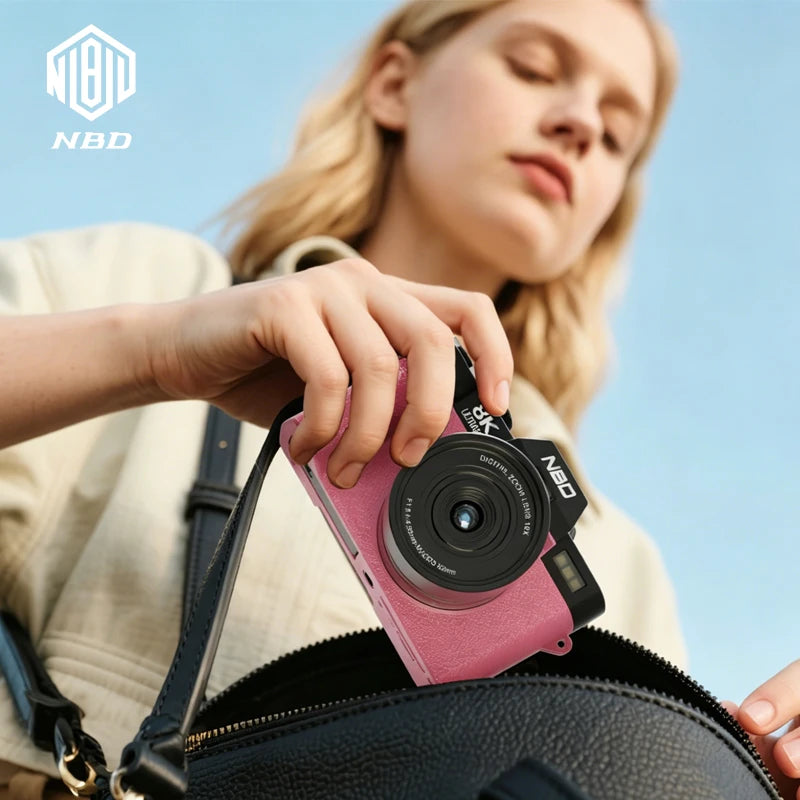NBD 64MP&8K Video/Vlog Photography Digital Camera Pink Body with App Control Auto Focus Camera  ** SHIPS FROM CHINA **