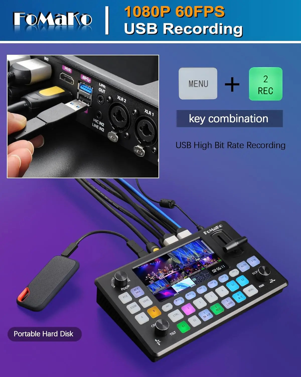 FoMaKo 20x Optical Zoom HDMI PTZ Camera AI Auto-Tracking Gen 3,for Church Live Service Event (FMK12UH Pro-B X3+KC601+KC608)Black