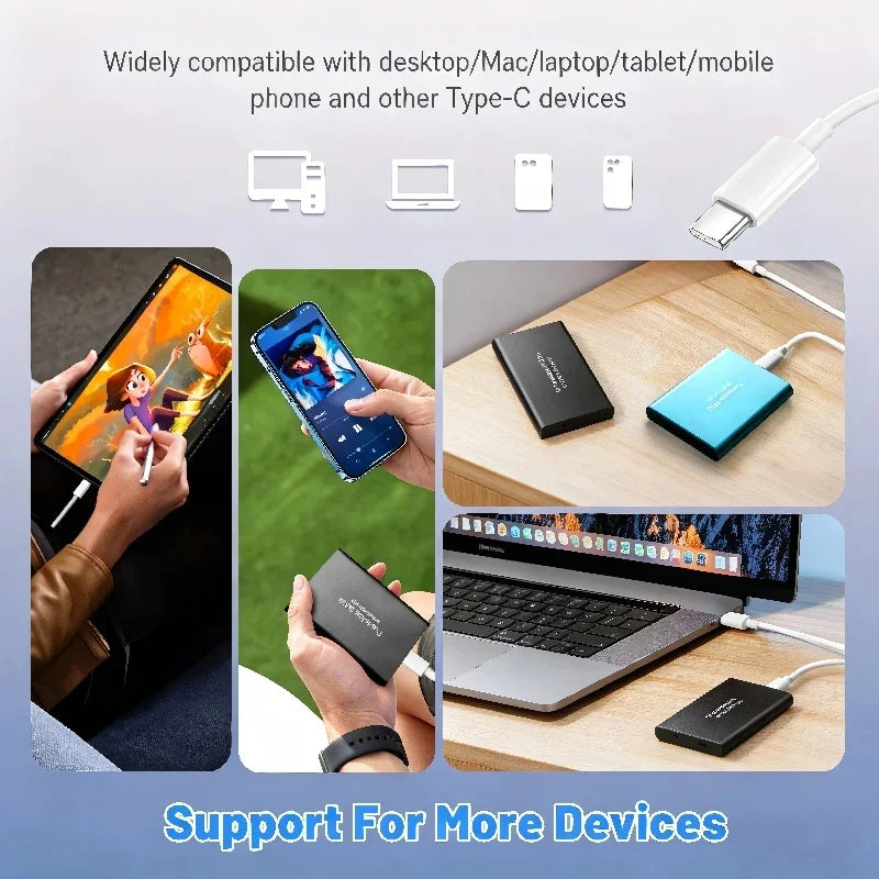 16TB External SSD Portable USB C Solid State Drive Small Body Big Performance Basic Daily Storage **Ships from China**