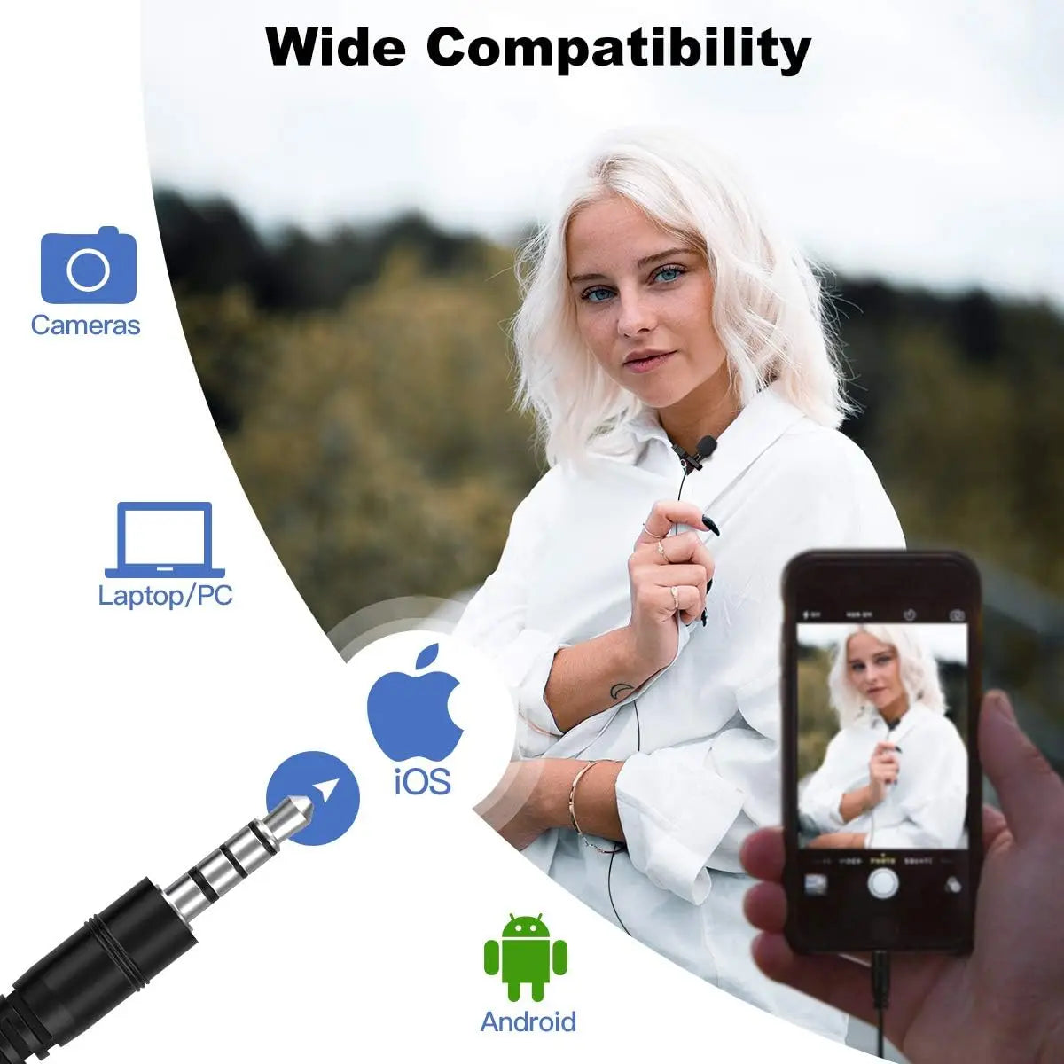 Synco 6m Lavalier Microphone, Lav-S6E Lapel Microphone with Clip Omnidirectional Capacitor Mini Clip Microphone with Cable