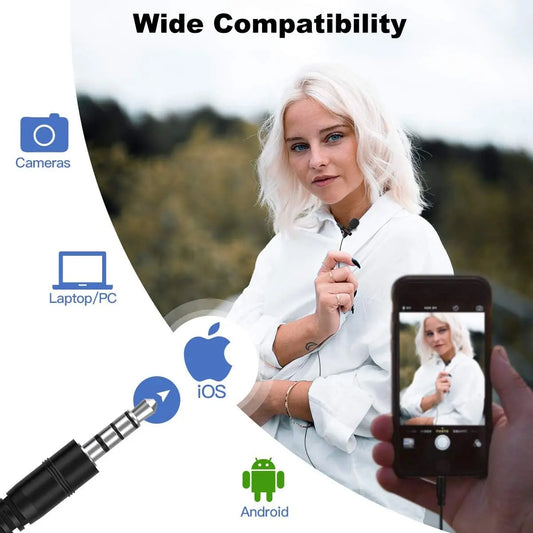 Synco 6m Lavalier Microphone, Lav-S6E Lapel Microphone with Clip Omnidirectional Capacitor Mini Clip Microphone with Cable