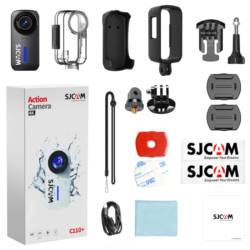 SJCAM C110+ Plus 4K 30FPS Action Camera Waterproof Sports Outdoor Cycling Fishing Vlog Camera Set for Security Work Guard Travel