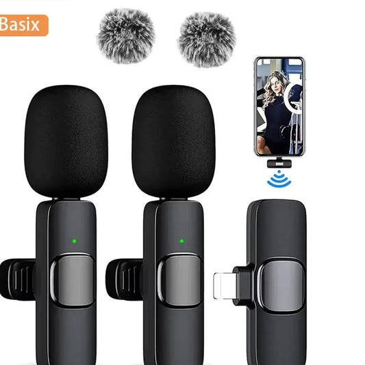 Wireless Lavalier Microphone Mini, Replaceable Windproof Wool Mic for iPhone 16 Vlog YouTube Shooting Audio Recording