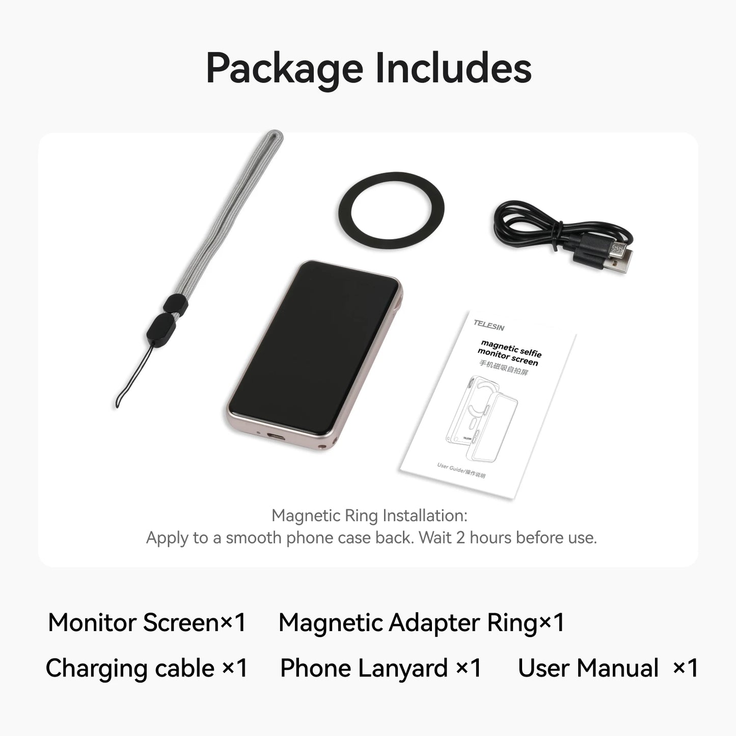 TELESIN Magnetic Phone Selfie Monitor Screen Vlog Selfie For iPhone Android Iphone Wireless Remote for MagSafe ZOOM Control ** Ships from China**