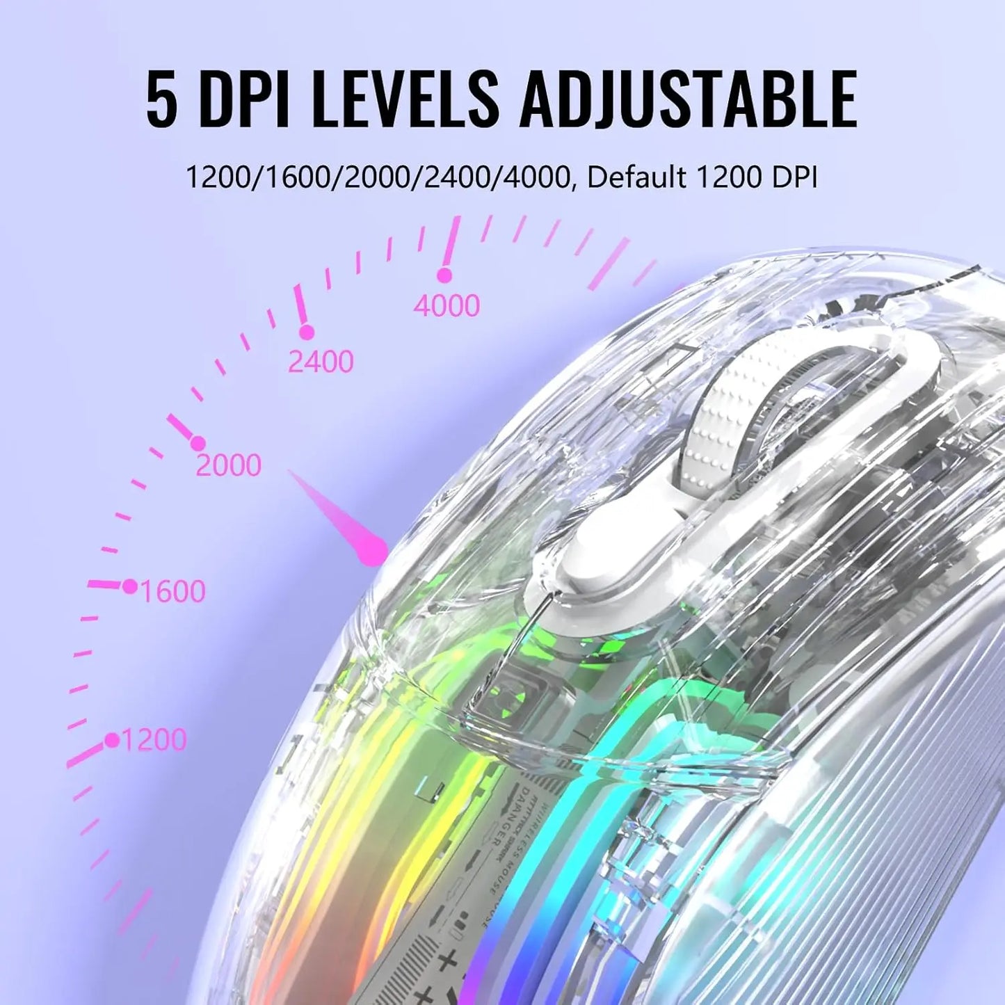 ATTACK SHARK X2Pro Wireless Gaming Mouse with RGB Charging Dock,Tri-Mode Mute Mouse RGB Backlit, Transparent Shell, PixArt 3212Available in Black or White