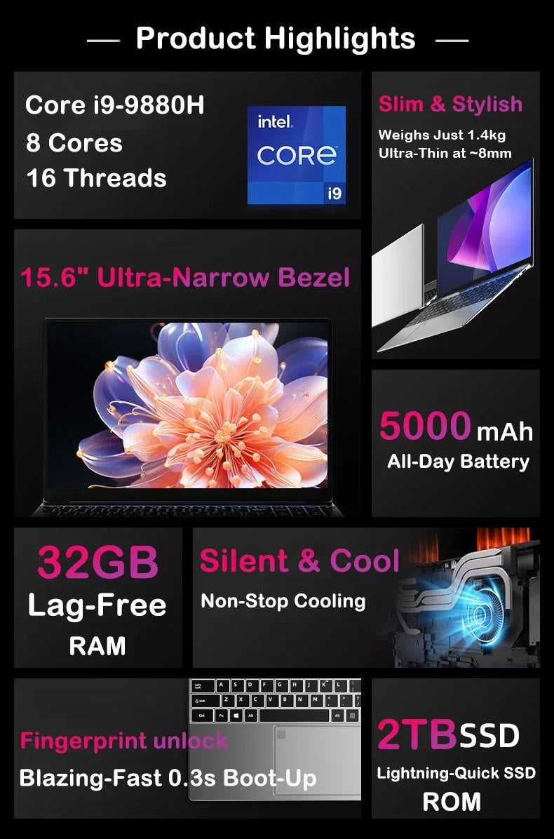 14.1 Inch Intel Core i9 Business Laptop With 32GB RAM And 2TB SSD ** Ships from China**