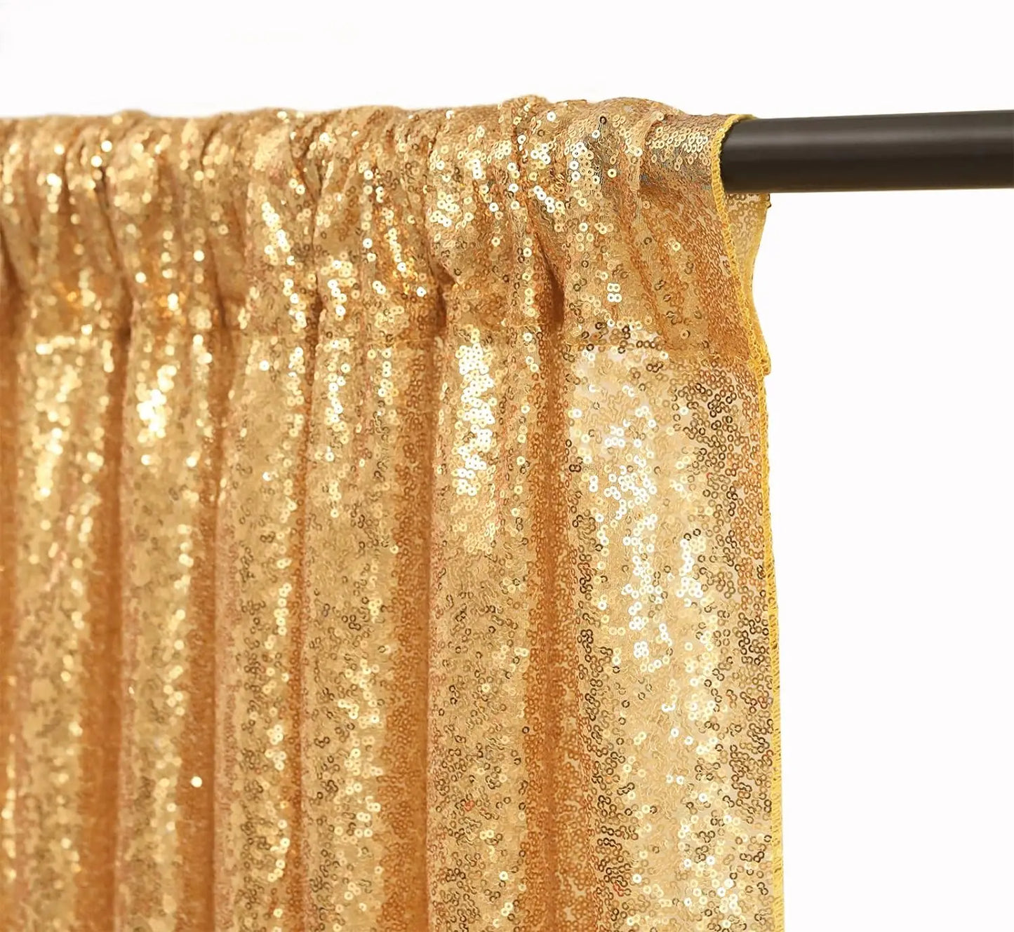 2×8FT-4PCS Gold Sequin Backdrop Curtains Panels, Photography Backdrop Glitter Curtains Fabric Background