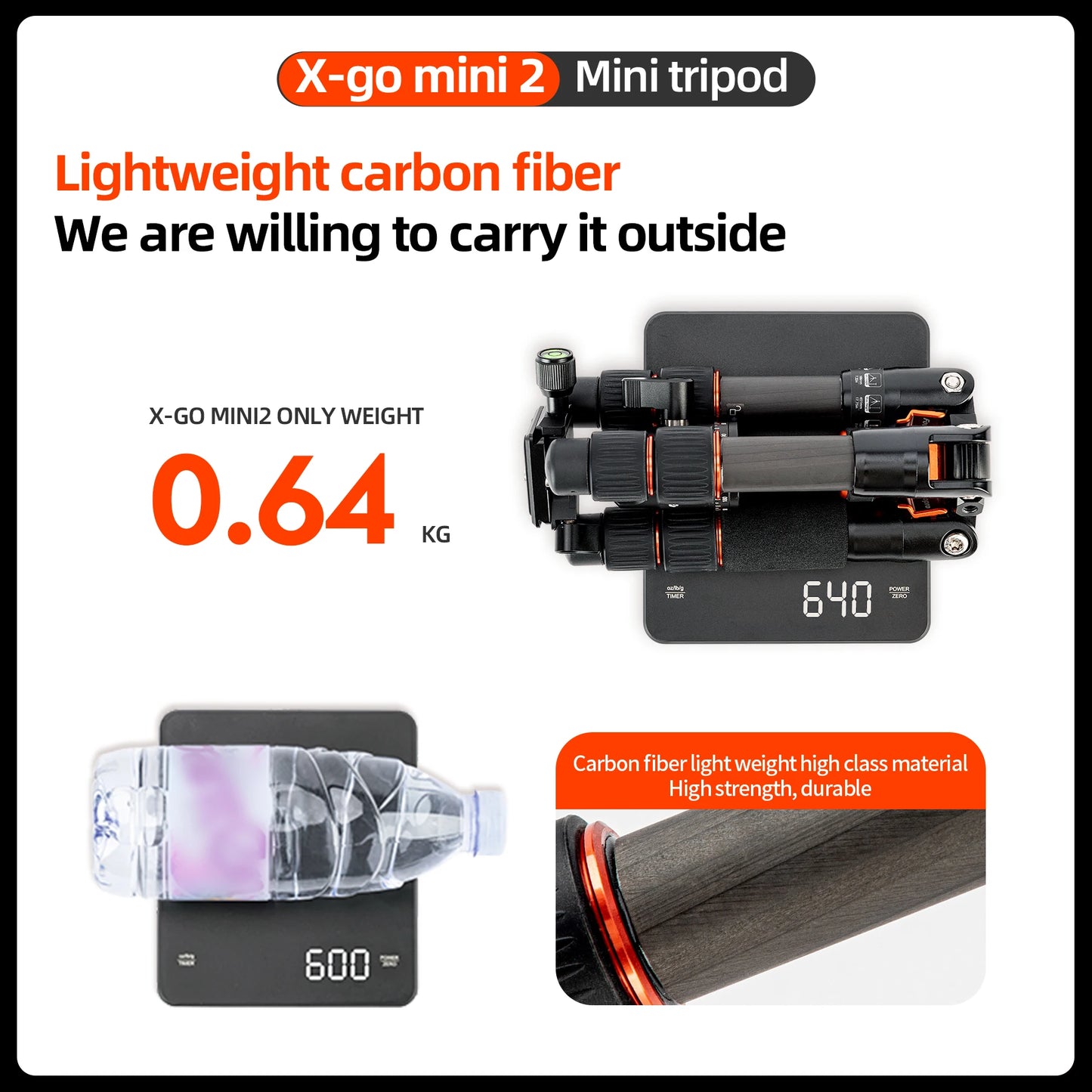 Fotopro X-GO MINI2 Carbon Fiber Mini Tripod With Ball Head