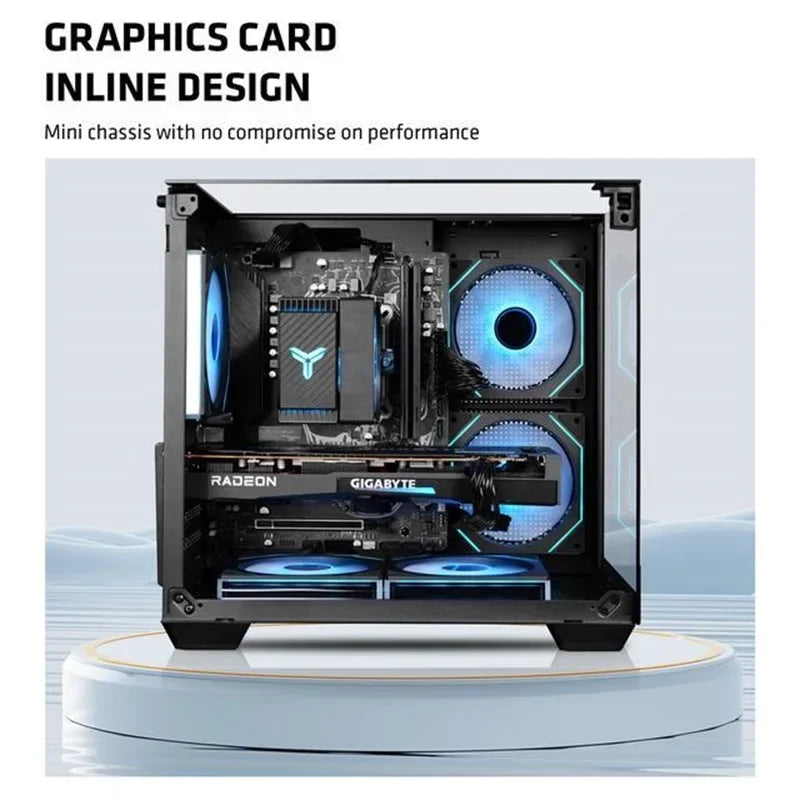 Yeah Magic CUBE MATX PC Case 270° Panoramic View Ultra-Clear Triple-Glass Showcase Design Supports up to 5 Fans