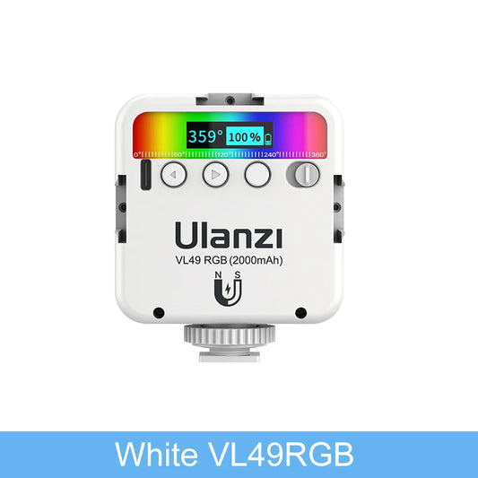 Ulanzi VL49 RGB Mini LED Video Light 2000mAh 2500K-9000K Portable Photography Lights Vlog Fill Light for DSLR SLR Camera Lamp