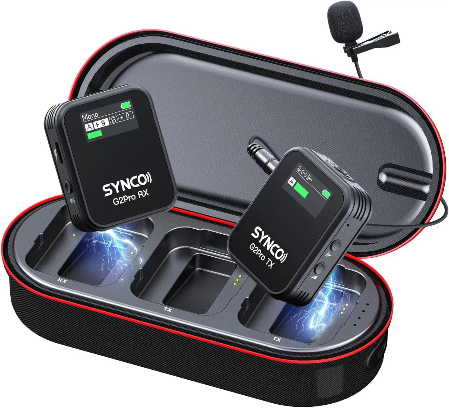 SYNCO Wireless Lavalier Microphone, G2(A1) Pro 2.4G Dual Wireless Lapel Microphone with Charging Case 656FT 8H for Vlog Live