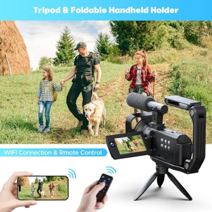 Vlogging camera for YouTube, 5K video and 56MP dual lens, black aluminum body, 3 270 flip touch screen, 16X zoom, night vision,