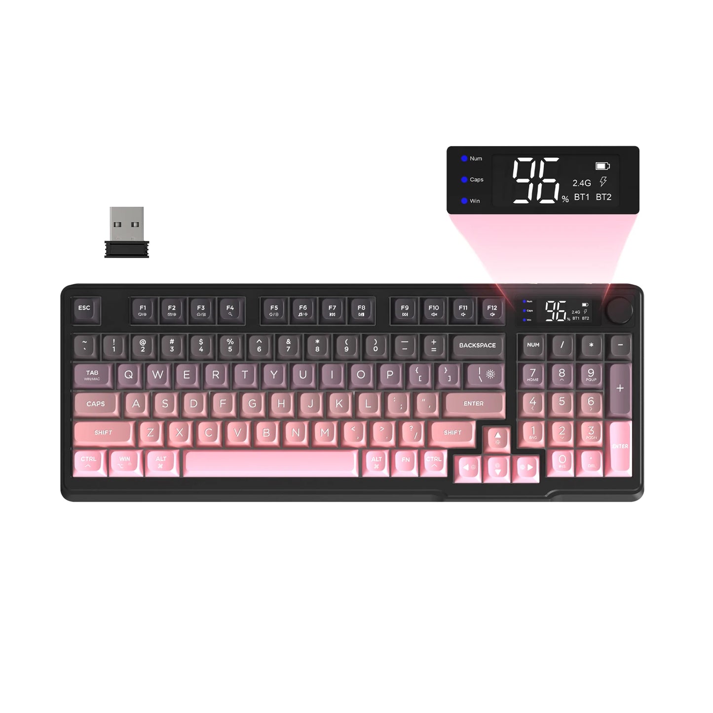 ZIYOU LANG Wireless Gaming Keyboard with Display Screen & Knob, Bluetooth/2.4GHz Quiet Membrane Keyboard, 3000mAh Rechargeable Multiple Flavors