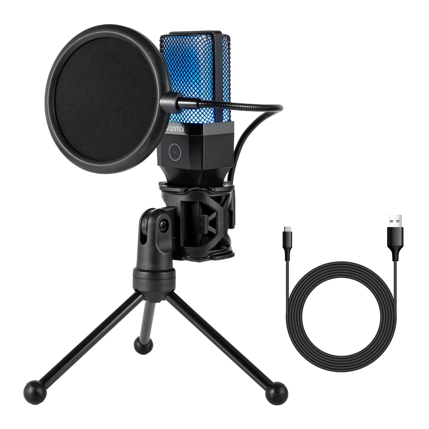 Gaming Computer Professional Condenser Microphone Mic PC Laptop USB Wired Live Streaming Podcast Studio Mike Kit Gamer Karaoke