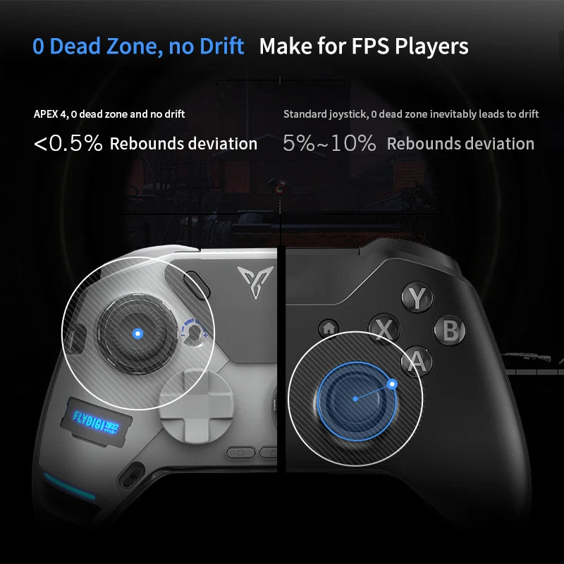 Flydigi APEX 4 Gaming Controller Wireless Gamepad Hall Trigger Force-adjustable Alloy Hall Joystick for PC /Switch/Mobile/TV Box