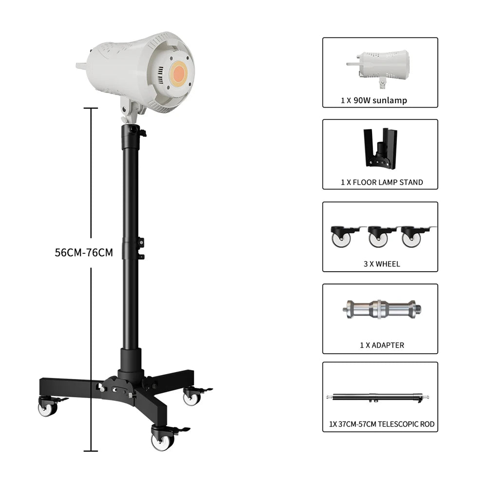 SH  220V 90/115/135W Photography COB Video Light With pulley bracket Daylight-Balanced Sun Lamp for Portrait Flash Studio