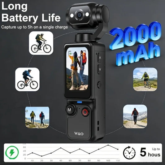 Ultra HD 4K Sports Camcorder, Ultra Light Body for Travel & Vlog, Comes with 32GB Memory Card and Tripod, Anti-Shock Stabilization, 180° Adjustable Flip Screen, Auto Focus, 2000mAh Rechargeable Battery *Ships From US*