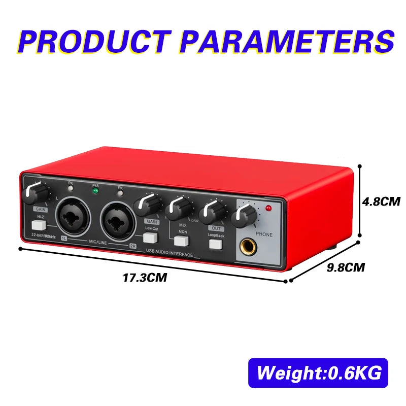 Nxg MD21 USB sound card audio interface with 24-bit mic input, red housing, Perfect Take Gear